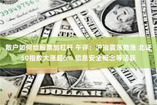 散户如何给股票加杠杆 午评：沪指震荡微涨 北证50指数大涨超6% 信息安全概念等活跃