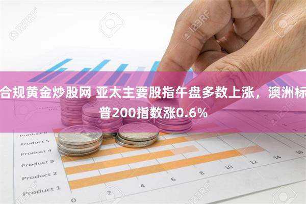 合规黄金炒股网 亚太主要股指午盘多数上涨，澳洲标普200指数涨0.6%