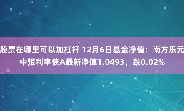 股票在哪里可以加杠杆 12月6日基金净值：南方乐元中短利率债A最新净值1.0493，跌0.02%