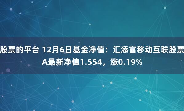 股票的平台 12月6日基金净值：汇添富移动互联股票A最新净值1.554，涨0.19%