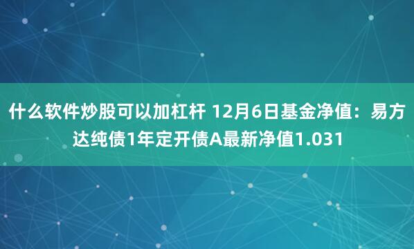 什么软件炒股可以加杠杆 12月6日基金净值：易方达纯债1年定开债A最新净值1.031