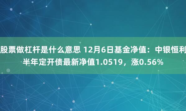 股票做杠杆是什么意思 12月6日基金净值：中银恒利半年定开债最新净值1.0519，涨0.56%