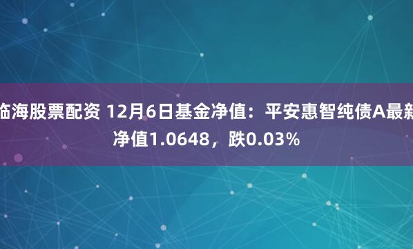 临海股票配资 12月6日基金净值：平安惠智纯债A最新净值1.0648，跌0.03%