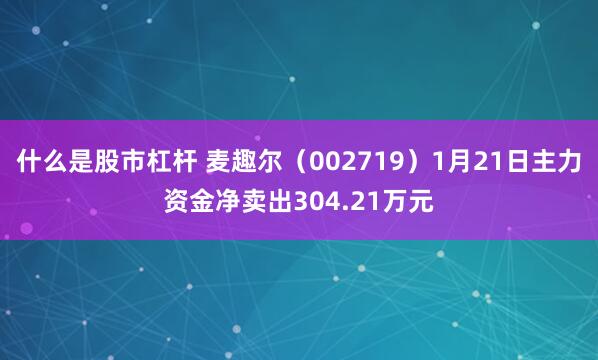 什么是股市杠杆 麦趣尔（002719）1月21日主力资金净卖出304.21万元